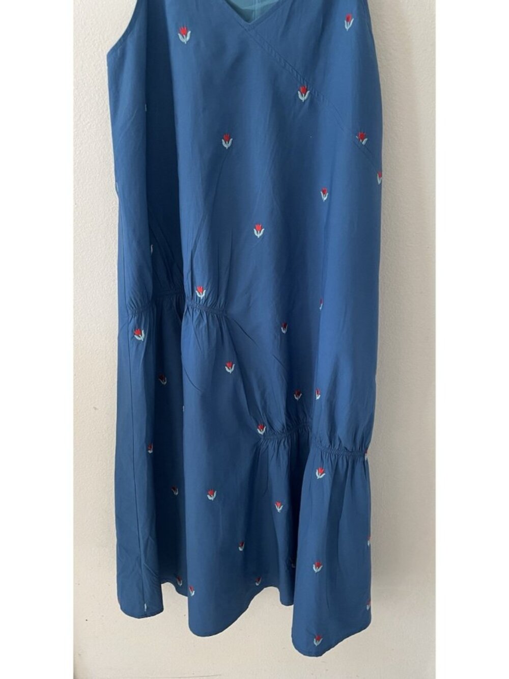 KUOSE Blue Embroidered Floral Sundress S Adjustable Straps Lined Cottagecore - Picture 4 of 14